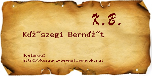 Kőszegi Bernát névjegykártya